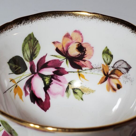 Royal Adderley Teacup and Saucer Pink Yellow Flowers Vintage - Picture 3 of 10